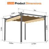 Patioslife Atlantic Retractable Pergola with Adjustable Canopy — Heavy-Duty Outdoor Shade Structure