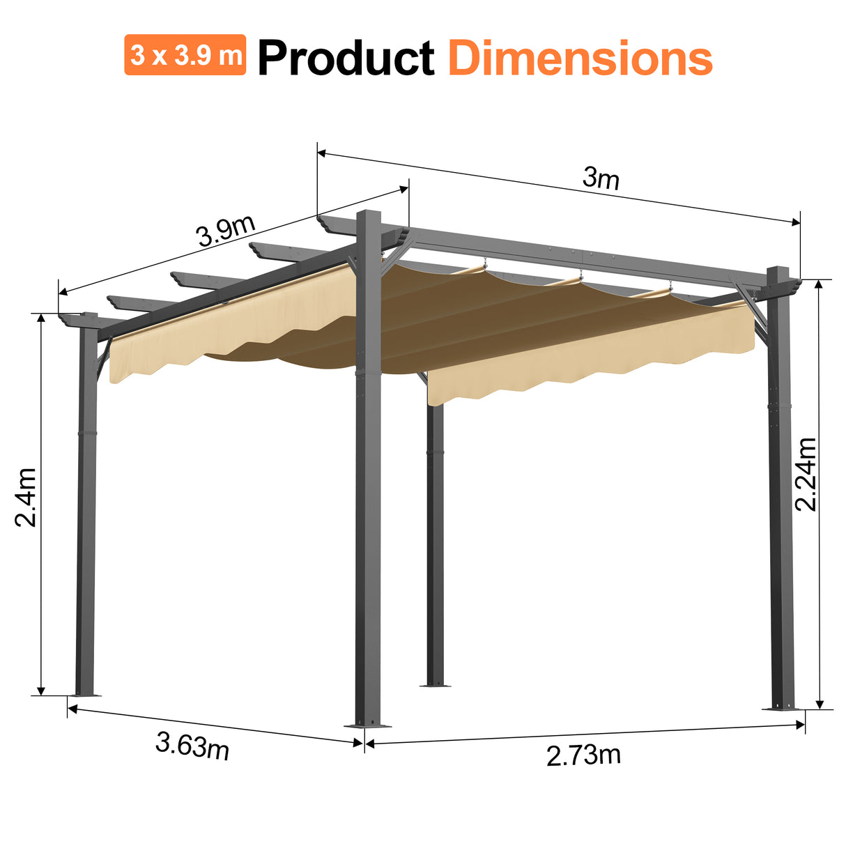 Patioslife Atlantic Retractable Pergola with Adjustable Canopy — Heavy-Duty Outdoor Shade Structure