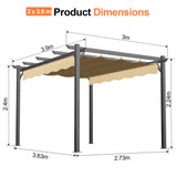 Patioslife Atlantic Retractable Pergola with Adjustable Canopy — Heavy-Duty Outdoor Shade Structure