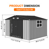 Patioslife YardVault Pro Galvanised Steel Metal Garden Shed with Window, Rust-Resistant Outdoor Tool Shed