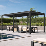 Patioslife Atlantic™ | 3 x 6m Contemporary Aluminium Louvered Pergola with Adjustable Louvers & LED Lighting, Stylish Outdoor Pavilion for Patio & Entertaining