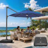 Patioslife Aegis Pro Round Cantilever Patio Umbrella with Solar LED Lights & Shade Protection
