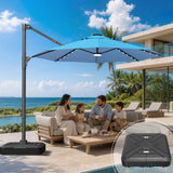 Patioslife Aegis Pro Round Cantilever Patio Umbrella with Solar LED Lights & Shade Protection