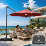 Patioslife Aegis Pro Round Cantilever Patio Umbrella with Solar LED Lights & Shade Protection
