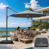 Patioslife Aegis Pro Round Cantilever Patio Umbrella with Solar LED Lights & Shade Protection