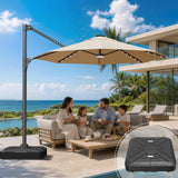 Patioslife Aegis Pro Round Cantilever Patio Umbrella with Solar LED Lights & Shade Protection