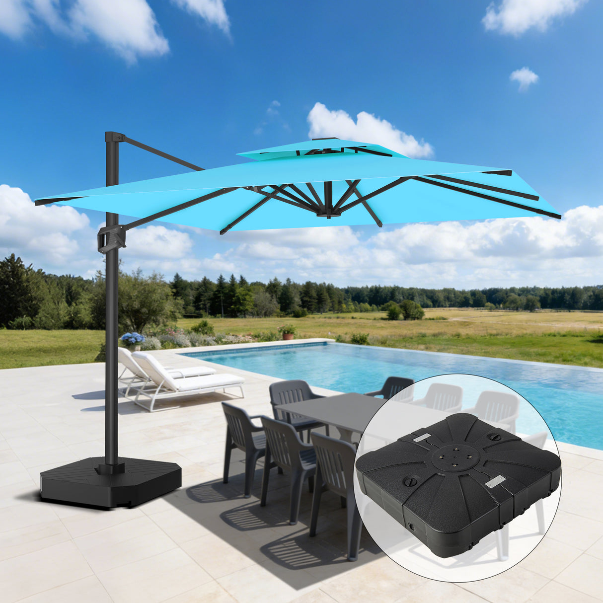 Patioslife Aegis Pro All-weather Cantilever Parasol , Reinforced & Powder-Coated Aluminium Ribs and Pole — Perfect for Garden & Patio
