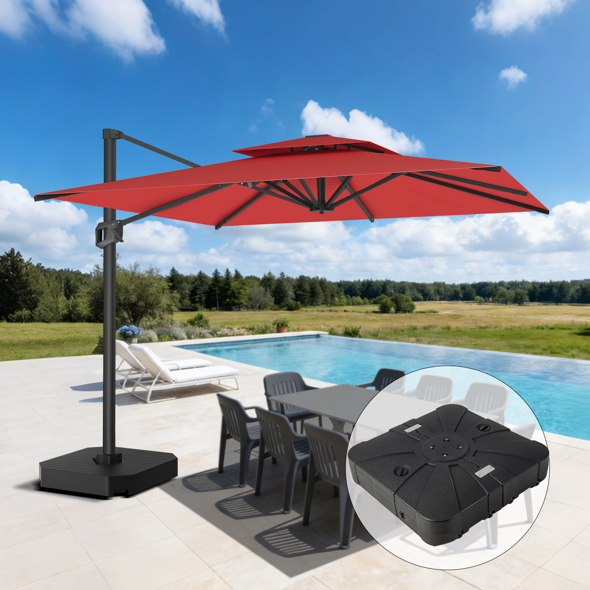 Patioslife Aegis Pro All-weather Cantilever Parasol , Reinforced & Powder-Coated Aluminium Ribs and Pole — Perfect for Garden & Patio