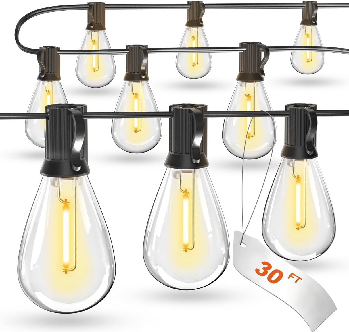 Patioslife™|LED Outdoor String Lights with Shatterproof Edison Bulbs – Waterproof, Commercial Grade 2700K Patio Lights for Garden, Porch & Deck Decor