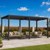Patioslife Atlantic Premium Louvered Pergola with Adjustable Roof Panels, Integrated Gutter System & Freestanding All-Weather Outdoor Shelter for Patio, Deck & Poolside