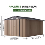 Patioslife Galvanised Steel Garden Shed Gable Roof Metal Outdoor Storage Unit Tool Shed for Garden Backyard Bike Storage All-Weather