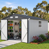 Patioslife YardVault Pro Galvanised Steel Metal Garden Shed with Window, Rust-Resistant Outdoor Tool Shed