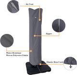 Water-Resistant Patio Umbrella Cover for 9ft-13ft Offset & Cantilever Umbrellas with Zipper & Rod – Durable Outdoor Protection for Curved and Straight Pole Parasols