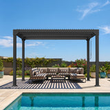 Patioslife Atlantic Premium Louvered Pergola with Adjustable Roof Panels, Integrated Gutter System & Freestanding All-Weather Outdoor Shelter for Patio, Deck & Poolside