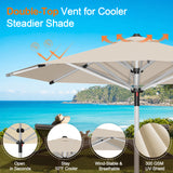 Patioslife Garden Parasol — Square & Round | Heavy-Duty Aluminium Pole, Double Vent Canopy | 2.7m, 3m & 3.35m