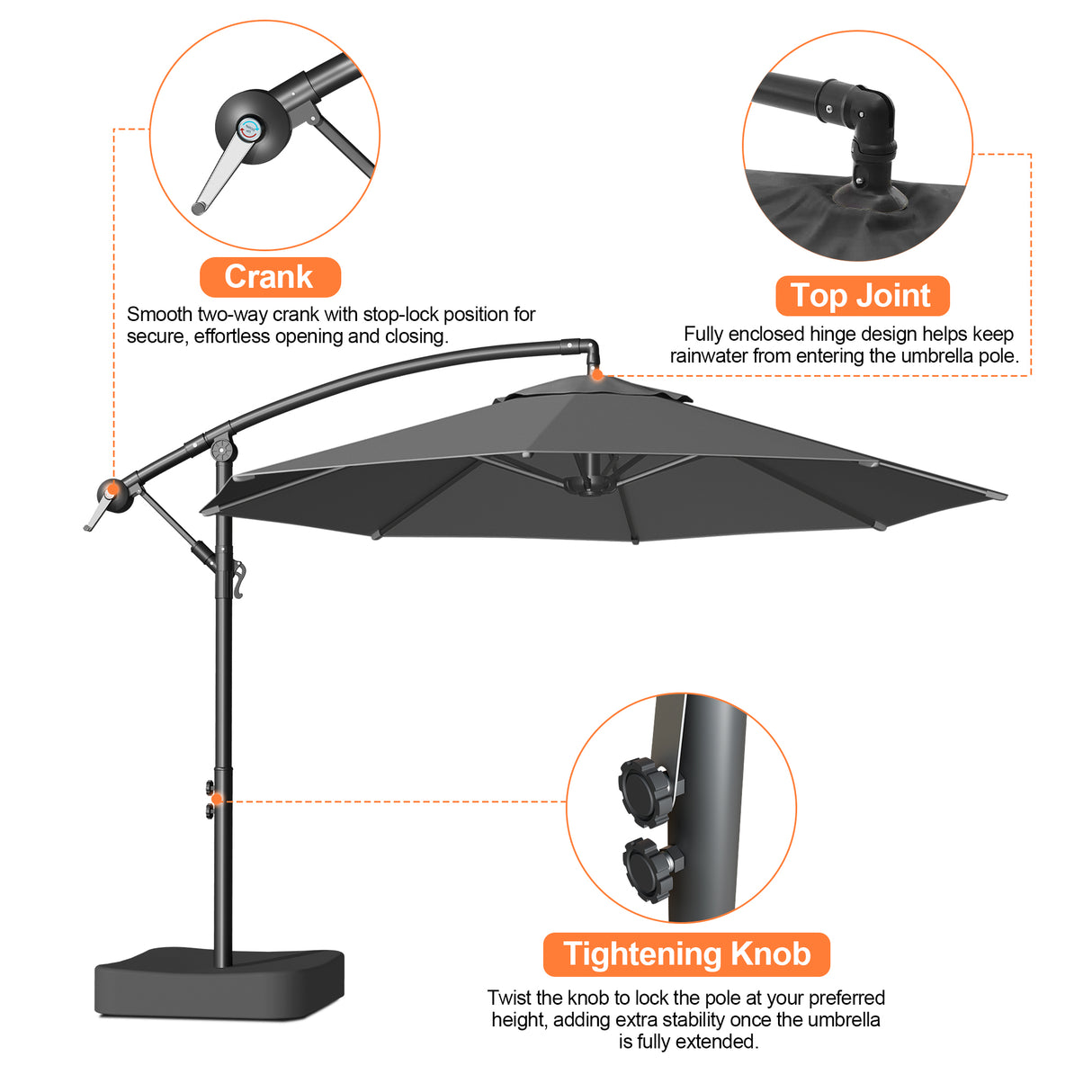 Patioslife Heavy Duty 3M Cantilever Parasol with Base – Premium Outdoor Shade for Patio, Garden & Backyard Living