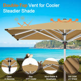 Patioslife Garden Parasol — Square & Round | Heavy-Duty Aluminium Pole, Double Vent Canopy | 2.7m, 3m & 3.35m
