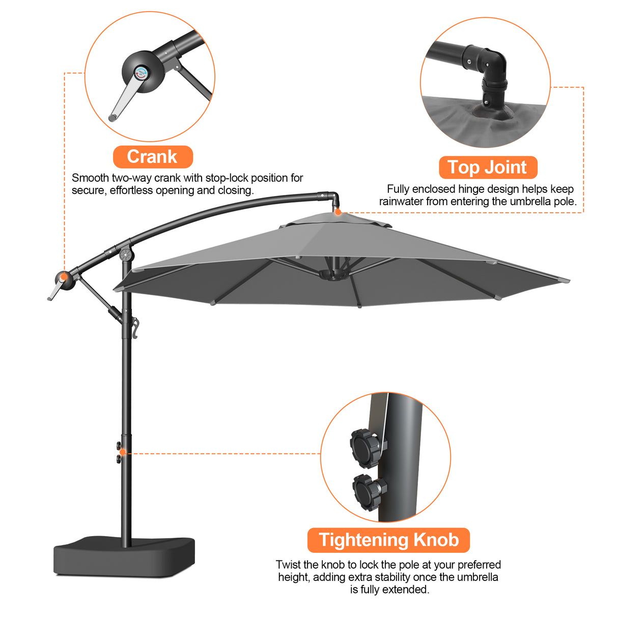 Patioslife Heavy Duty 3M Cantilever Parasol with Base – Premium Outdoor Shade for Patio, Garden & Backyard Living