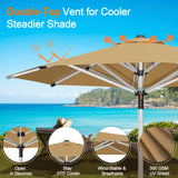 Patioslife Garden Parasol — Square & Round | Heavy-Duty Aluminium Pole, Double Vent Canopy | 2.7m, 3m & 3.35m