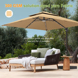 Patioslife Aegis Pro™ Cantilever Parasol with LED Lights, Fibreglass Ribs & Powder-Coated Aluminium Pole — Perfect for Garden & Patio