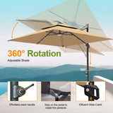 Patioslife Aegis Pro™ Cantilever Parasol with LED Lights, Fibreglass Ribs & Powder-Coated Aluminium Pole — Perfect for Garden & Patio