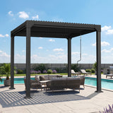 Patioslife Atlantic 3x3m Premium Louvered Pergola with Adjustable Roof Panels, Integrated Gutter System & Freestanding All-Weather Outdoor Shelter for Patio, Deck & Poolside