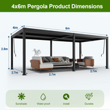 Patioslife Atlantic™ | Aluminium Louvered Pergola with Adjustable Roof & Built-In LED Lights, Freestanding All-Weather Shelter for Deck, Patio & Poolside