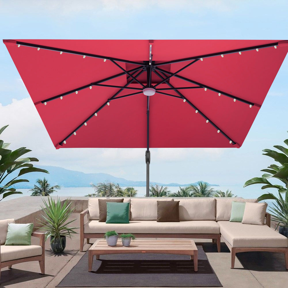 Patioslife Aegis Pro™ Cantilever Parasol with LED Lights, Fibreglass Ribs & Powder-Coated Aluminium Pole — Perfect for Garden & Patio