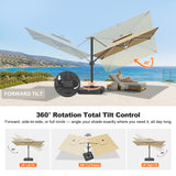 Patioslife Aegis Signature Series Rotating Cantilever Patio Umbrella with Adjustable Tilt for Garden & Poolside