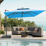 Patioslife Aegis Pro™ Cantilever Parasol with Base & Protective Cover — Fibreglass Ribs & Powder-Coated Aluminium Pole for Garden & Patio