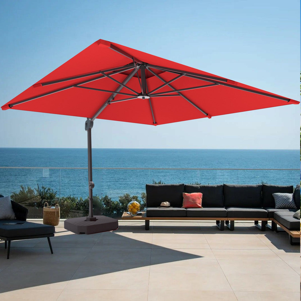 Patioslife Aegis Pro™ Cantilever Parasol with Base & Protective Cover — Fibreglass Ribs & Powder-Coated Aluminium Pole for Garden & Patio