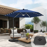 Patioslife Aegis Pro™ All-in-One Shade Round Cantilever Patio Parasol with solar LED lights | Premium Cover | Large Base