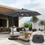 Patioslife Aegis Pro™ All-in-One Shade Round Cantilever Patio Parasol with solar LED lights | Premium Cover | Large Base
