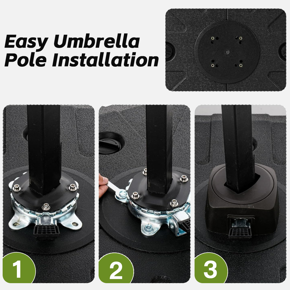 Patioslife™ Cantilever Parasol Base 115–200kg, Heavy-Duty Outdoor Rolling Stand, Refillable HDPE Offset Weights with Wheels for Patio, Garden & Poolside Stability