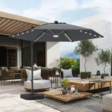 Patioslife Aegis Pro™ All-in-One Shade Round Cantilever Patio Parasol with solar LED lights | Premium Cover | Large Base