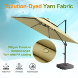 Patioslife Aegis Pro™ Cantilever Parasol with Base & Protective Cover — Fibreglass Ribs & Powder-Coated Aluminium Pole for Garden & Patio