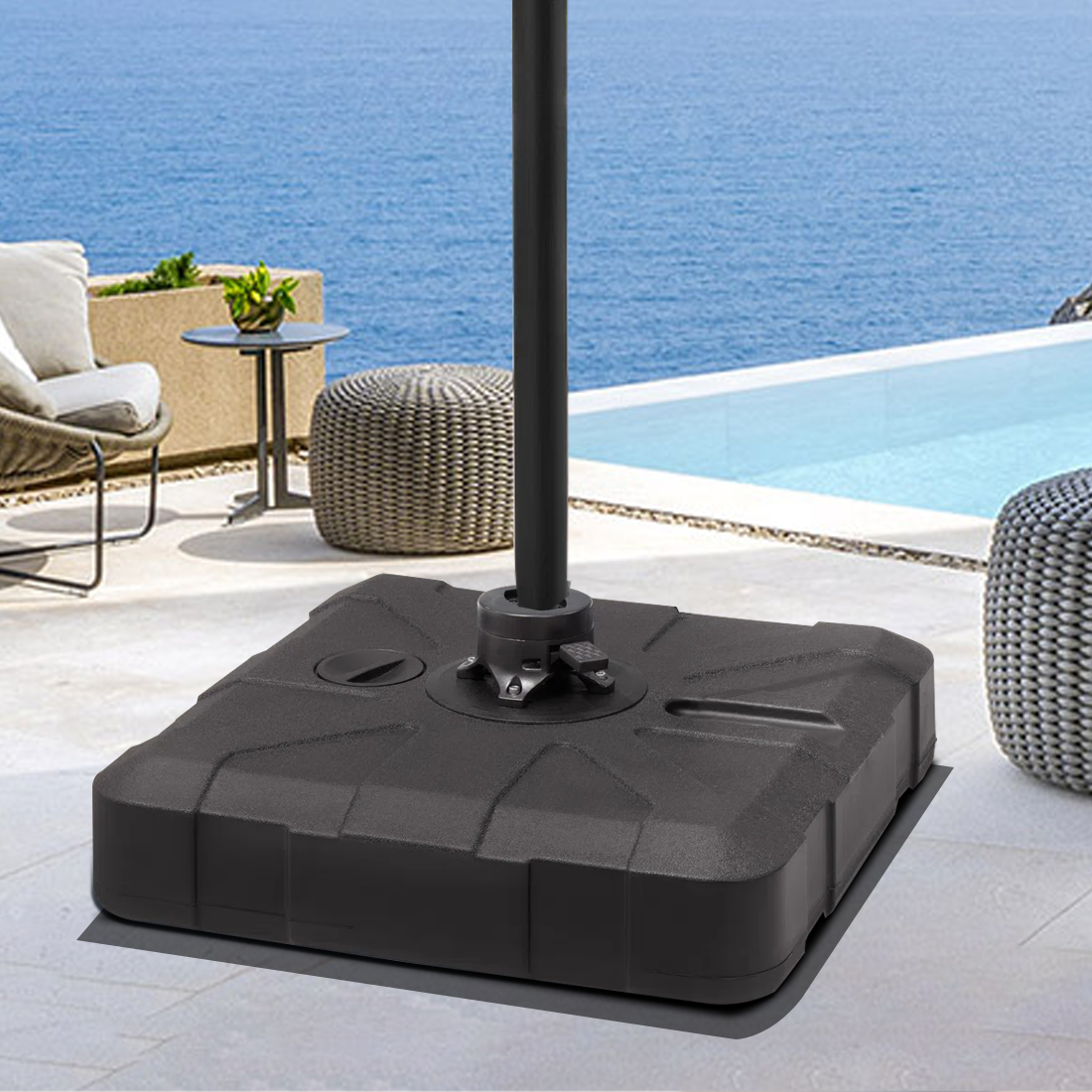 Patioslife™ Cantilever Parasol Base 115–200kg, Heavy-Duty Outdoor Rolling Stand, Refillable HDPE Offset Weights with Wheels for Patio, Garden & Poolside Stability
