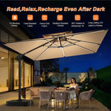Patioslife Aegis Pro™ Premium Cantilever Parasol with LED Strip Lights, Fibreglass Ribs & Powder-Coated Aluminium Pole — Luxury Garden & Patio Shade