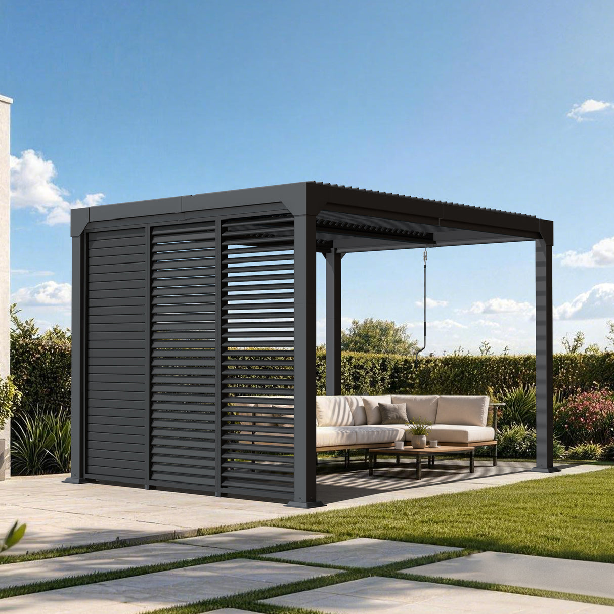 Patioslife Atlantic Series Aluminium Louvre Side Panel – Pergola Sidewall with Adjustable Louvers for Privacy, Shade and Wind Protection