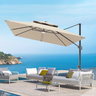 Patioslife Aegis Pro™ Cantilever Parasol with LED Lights, Reinforced & Powder-Coated Aluminium Ribs and Pole — Perfect for Garden & Patio