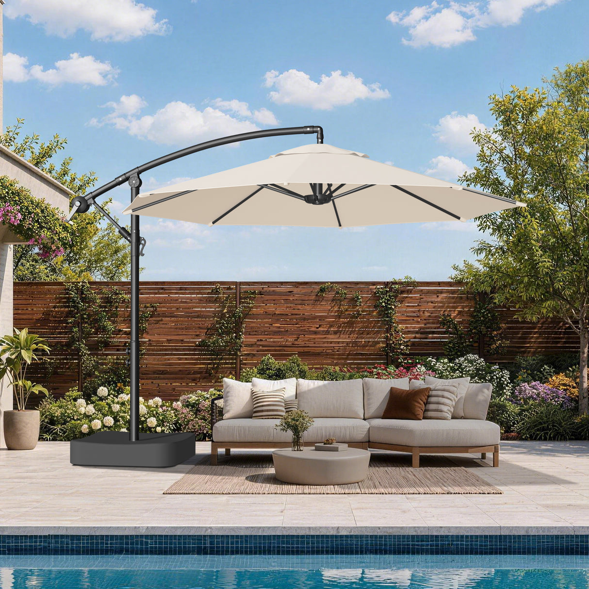 Patioslife Heavy Duty 3M Cantilever Parasol with Base – Premium Outdoor Shade for Patio, Garden & Backyard Living