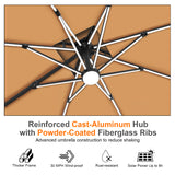 Patioslife Aegis Premium Cantilever Parasol with LED Strip Lights, Fibreglass Ribs & Powder-Coated Aluminium Pole — Luxury Garden & Patio Shade