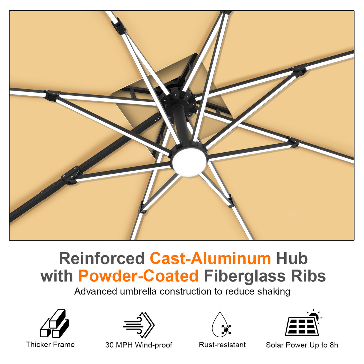 Patioslife Aegis Signature Series Rotating Cantilever Patio Umbrella with Adjustable Tilt for Garden & Poolside