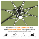 Patioslife Aegis Premium Cantilever Parasol with LED Strip Lights, Fibreglass Ribs & Powder-Coated Aluminium Pole — Luxury Garden & Patio Shade