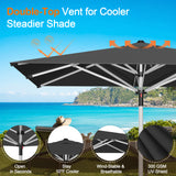 Patioslife Garden Parasol — Square & Round | Heavy-Duty Aluminium Pole, Double Vent Canopy | 2.7m, 3m & 3.35m
