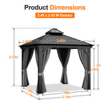 Patioslife Luxury Haven Hardtop Gazebo with sides & Drainage Gutters, 120×120mm Aluminum Posts| Most Popular Choice for Garden or Backyard