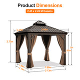 Patioslife Luxury Haven Hardtop Gazebo with sides & Drainage Gutters, 120×120mm Aluminum Posts| Most Popular Choice for Garden or Backyard