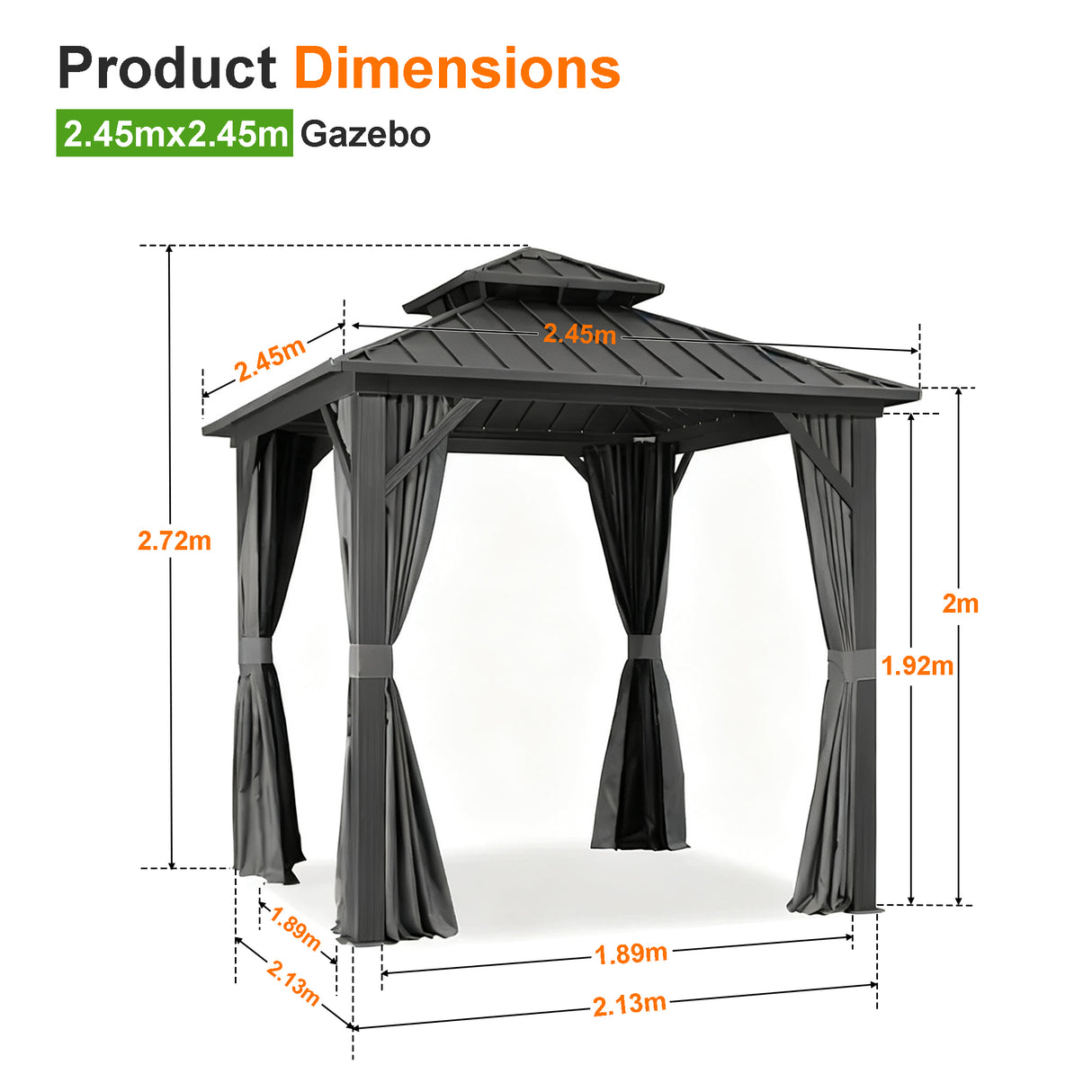 Patioslife Haven Hardtop Gazebo – Heavy-Duty Aluminium Frame, Double-Vented Roof & Curtains, Patio Pergola for Garden or Backyard
