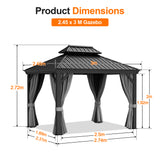 Patioslife Luxury Haven Hardtop Gazebo with sides & Drainage Gutters, 120×120mm Aluminum Posts| Most Popular Choice for Garden or Backyard