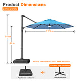 Patioslife Aegis Pro Round Cantilever Patio Umbrella with Solar LED Lights & Shade Protection